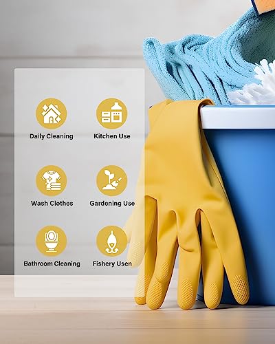 Rubber gloves on dishwashing cleaning 3 or 6 Pairs,Kitchen dish gloves,Reuseable. - size: Small(Pack of 6)