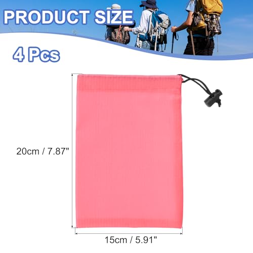 Drawstring Bag with Toggle, Stuff Sack String Waterproof Travel Storage Bags Cinch Stuff Pouch -Fitting for (Gym/Traveling/Hiking/Yoga/Office/Shoes) 6 x 8 & 4 Pack & Pink - color: Pink, size: 6 x 8"