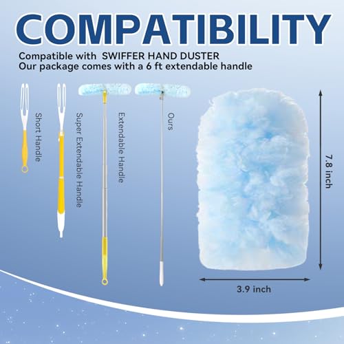 6 ft Duster Extended Handle with 20 Pcs Duster Refill for Swiffer