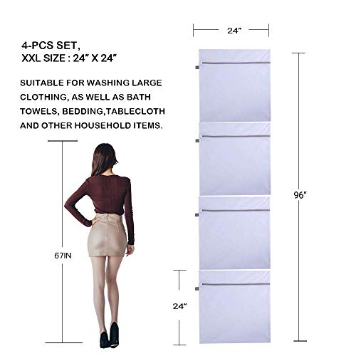 Laundry Bags Mesh Wash Bags, Large Lingerie Bags for Washing Sheet, 4XXL - color: White, size: 4XXL(24x24")