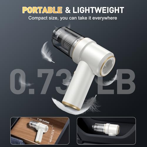 KMM Handheld Car Vacuum Cleaner, 9000PA Hand Held Vacuum & Air Duster - color: White & Gold