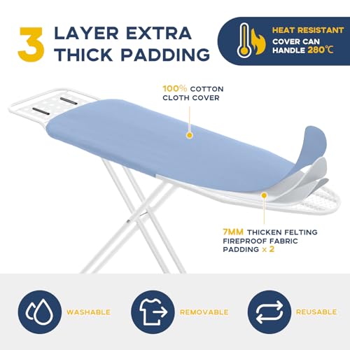 RAINHOL Ironing Board, 43x13 Full Size Blue Compact Iron Board - color: Blue