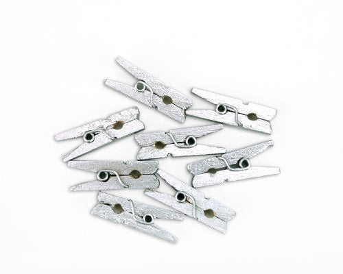 LWR CRAFTS Wooden Mini Clothespins 200 Per Pack 1" 2.5cm (Silver) - color: Silver
