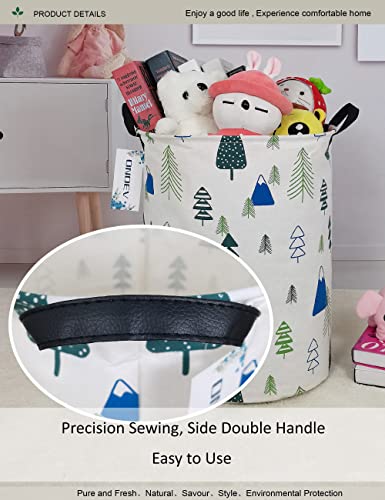 Round Forest Laundry Hamper Waterproof Fabric Home Storage - color: Forest