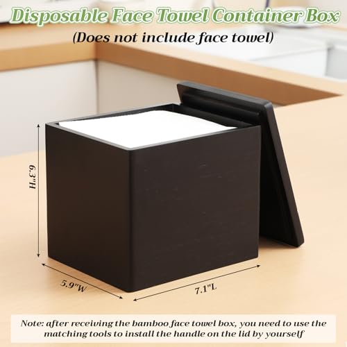 Disposable Face Towel Holder Wooden Facial Towel Storage Box with Lid for XL Black Bathroom Counter Organizer for Makeup Remover Wipes Vanity Travel Essentials
