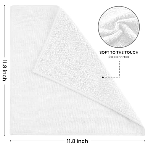 SIFANGKE Microfiber Cleaning Cloth, 12 Pack Lint-Free and Highly Absorbent Rags, White Reusable Microfiber Towels for Car, Kitchen, Bathroom and Household Cleaning Supplies, 11.8"X11.8" - color: H.white, size: 1 Count (Pack of 12)