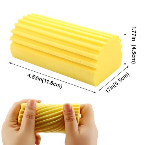 4 Pack Yellow Damp Duster Cleaning Sponge Brush Set - color: Yellow