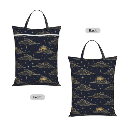 Sun Star Moon Travel Laundry Bag Washable Dirty Clothes Bag for Gym - color: Beautiful Sun Stars Moon