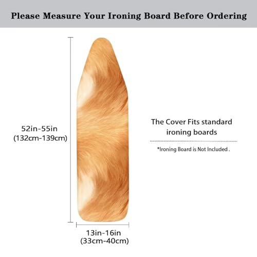 Brown Animal Tail Steam Ironing Board Cover, Dog Hair Texture Stain Resistant, Elastic Edge, Vivid Puppy Tails Home Replacement 3 Hook and Loop Fasteners - color: Brown Animal Hair
