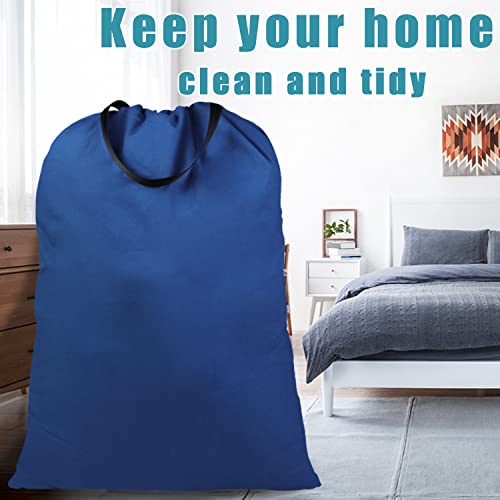 LOLOMLO Extra Large Canvas Laundry Bags with Handles & Drawstring Closure, Heavy Duty Tears Resistant Clothes Storage Travel Bags,25.5"x34",Navy Blue - color: Navy Blue