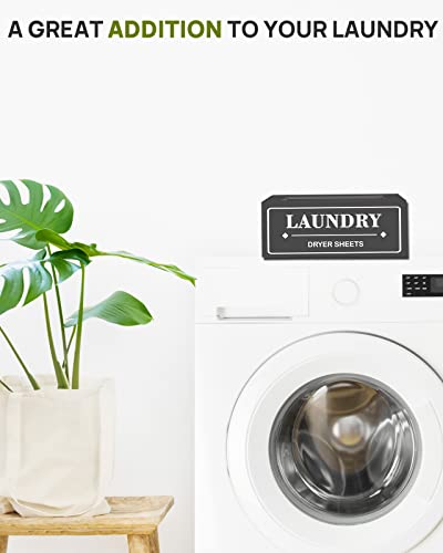 Dryer Sheet Holder Dispenser Container, Space Saving Laundry Room Organization and Storage, Farmhouse Laundry Dryer Sheets Holder for Laundry Room Decor, Fabric Softener Dispenser Containers, Black - color: Black