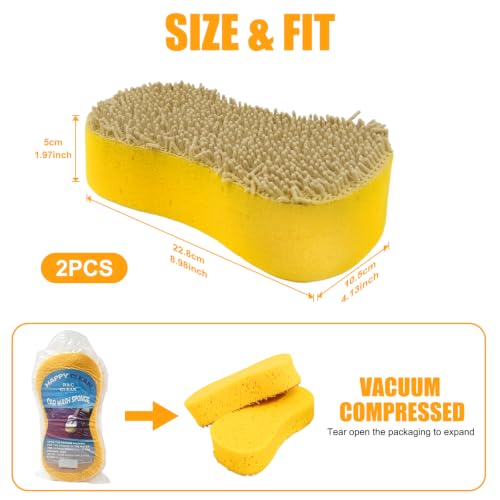 2 Pack Large Plush Car Sponge for Cleaning, 22x11x5CM - color: 2 Pack