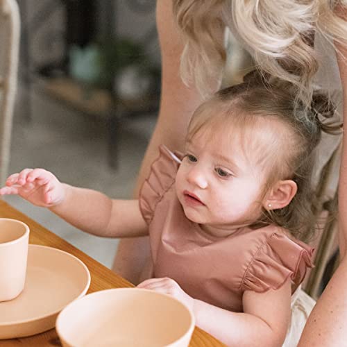 Tiny Twinkle Mess Proof Baby Bib for Girls | Waterproof Toddler Bib for Eating | Baby Apron for Feeding | Machine Washable | Perfect Shower Gift (Taupe, 6–24M) - color: Taupe, size: Small 6-24 Months