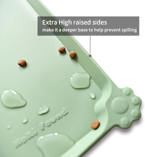 Hoki Found Silicone Non Slip Pet Food Mats - Bowl Placemat for Dogs Cats - Waterproof for Carpet - Jade - color: Jade, size: 19" x 12"