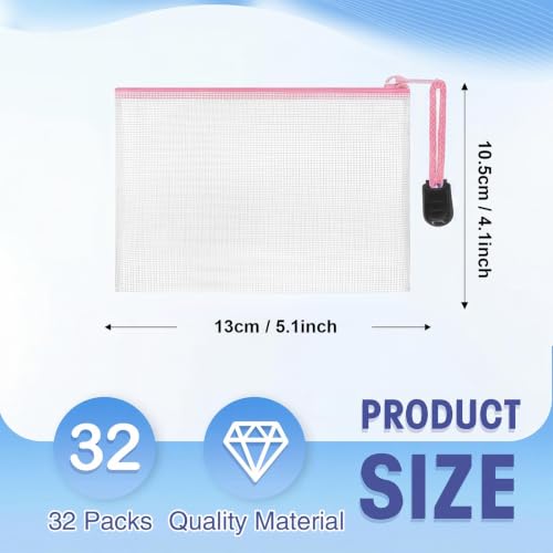 Jetec 32 Mesh Zipper Bags Bikini, Pink, 5.1 x 4.1 Inch, 32 Pcs - color: Pink, size: 5.1 x 4.1 Inch