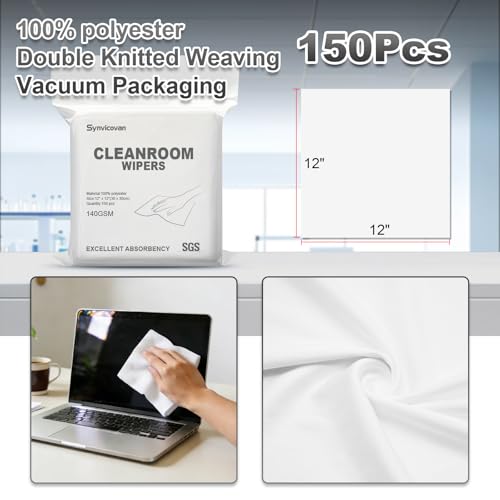 Cleanroom Cloth Wipes 12"x12",140GSM,Bag of 150 Pcs - size: 12"×12"(Pack of 150)