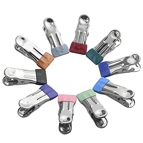 50Pack 10Colors Metal Colored Clothes Pins Stainless Steel Clothes Clamps Utility Clothes Pins for Hanging Clothes Towels or Sealing Foods Bags