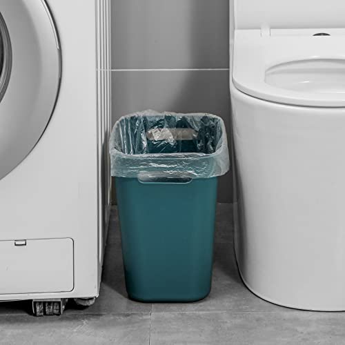 UUJOLY Plastic Small Bathroom Trash Can, 3.5 Gallon, Bluish Green, 2 Pack - color: Bluish Green, size: 3.5 Gallon/2 Pack
