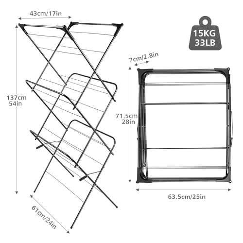 Foldable Clothes Drying Rack Laundry Drying Rack Black