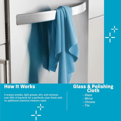 E-Cloth Glass & Polishing Cloth - Reusable & Durable Glass Cleaner - 2 Pack - color: Alaskan Blue - 2 Pack, size: New Version