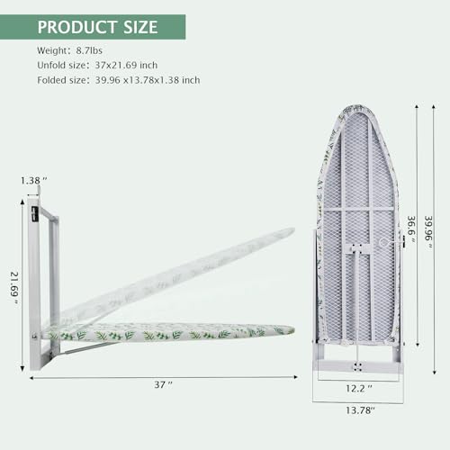 SheeChung Wall Mounted Ironing Board 36"X12",Foldable Ironing Board,Yellow - style: 36x12-Wall Mounted Green