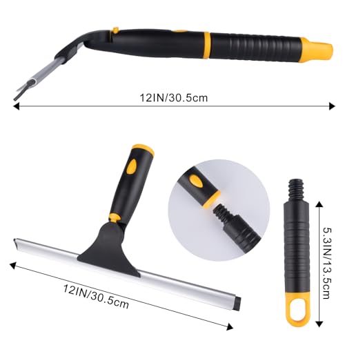 Swivel Shower Squeegee for Glass Doors, All-Purpose Anti-Slip Window Squeegee with 2 Blades, Window Cleaner Tool Bathroom Squeegee for Shower Doors, Tile Shower Walls,Mirrors,Car Windshields - color: Black, size: 12 Inch