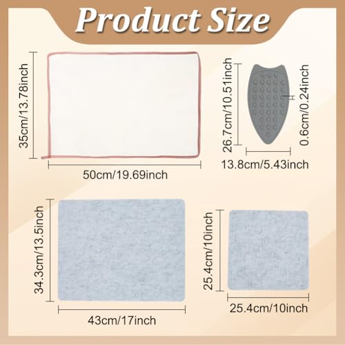 WEBEEDY 2 Sizes Wool Ironing Mat with Mesh Pad and Silicone Iron Rest pad Portable Wool Pressing Mat for Quilter,Sewing & Travel Iron Anywhere DIY Felt Craft Supplies (10x10 inch,13.5x17 inch)
