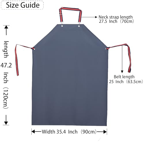 Heavy Duty PVC Waterproof Apron Oil Resistant Chemical Corrosion Resistance for Food Factories Kitchens Gardening - color: Deep Blue-47.2lnches (120cm)