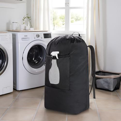 Laundry Bag Backpack, Soft Padded Straps & Drawstring, Black, XX-Large - color: Black, size: XX-Large
