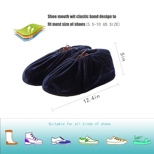 10 Pairs Reusable Non Slip Shoe Covers, Premium Soft Washable Thickened Safety Boot & Shoe Covers for Household, Office,one size(Black)