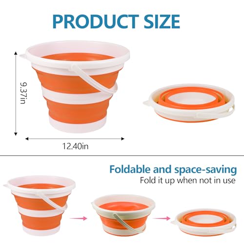 Hovom Car Collapsible Bucket, 10L 2.6 Gallon Foldable Round Tub, Orange - color: Orange