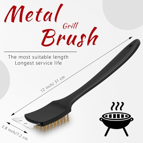 Chengu 2 Pcs 12 Inch BBQ Grill Brush for Outdoor Grill and Scraper - size: 12 Inch