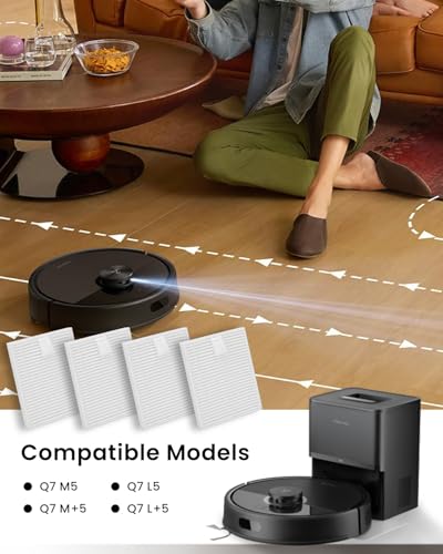 4-Pack Replacement HEPA Filter Compatible with Roborock Q7 M5/Q7 M5+/Q7 L5/Q7 L5+ Robot Vacuum Cleaner | Replacement Washable Filter, High-Efficiency Filters Replacement Parts - color: Q7 M5 Filter 4