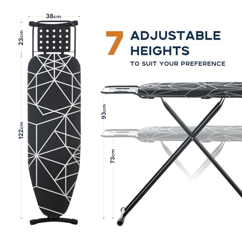 RAINHOL Ironing Board 43x13, Compact Full Size Iron Board Black - color: Black Mesh