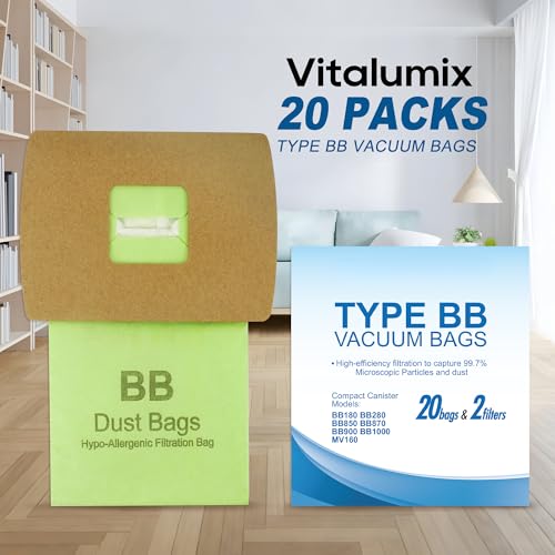 20 Pack Type BB Canister Bags Fit for Oreck XL vacuum bags