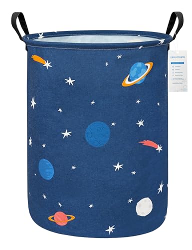 Round Laundry Basket Collapsible Storage Hamper Organizer Space Astronaut - color: Blue Space Astronaut