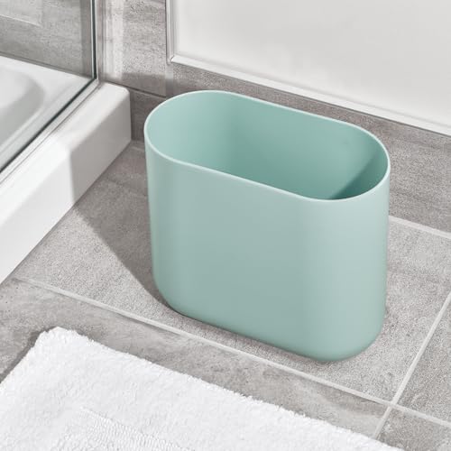 iDesign Small Slim Plastic Bathroom Trash Can, 2-Pack, Blue - color: Soft Aqua, style: Pack of 2