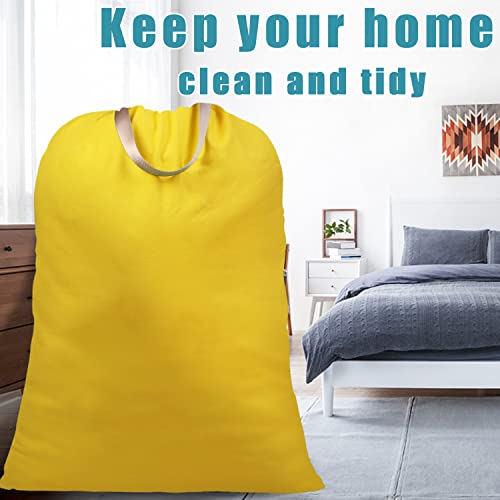 LOLOMLO Extra Large Canvas Laundry Bags with Handles & Drawstring Closure, Heavy Duty Tears Resistant Clothes Storage Travel Bags,25.5"x34",Yellow - color: Yellow