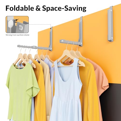 Over The Door Folding Clothes Hanger Rack, Collapsible Door Organizer with 10 Slots, Space Saving Hanger Holder for Laundry Room, Bedroom, Bathroom, Closet, Dorm, Fits Doors Up to 1.8 Inch - color: 2 Pack, Grey(Dual Fold)