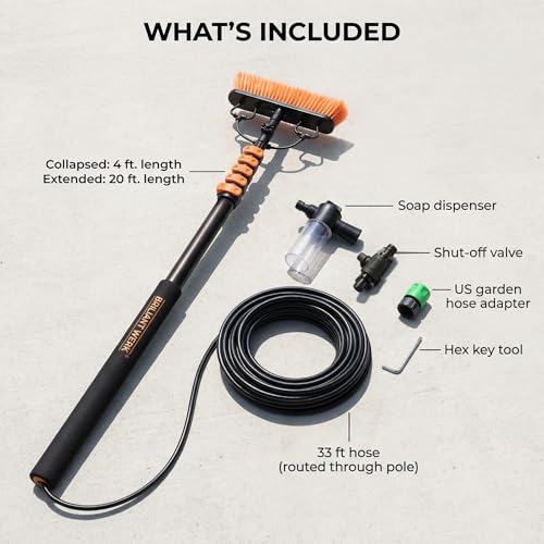 Briliantwerk Solar Panel Cleaning Brush 20 ft Extension Pole