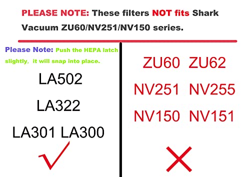Dttery LA300 LA301 LA502 LA555 LA802 Filter Replacement for Shark Vacuum