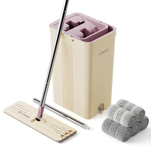JOYMOOP Mop and Bucket Set with Extension Handle, Ideal for Household and Commercial Cleaning – Includes 5 Washable Microfiber Pads for Wet and Dry Use, Perfect for Floors, Windows, and Walls