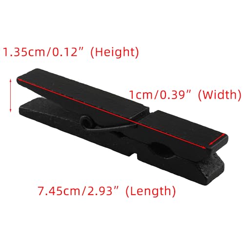 HEEHEE 24 PCS 2.83 Inch Black Wooden Clothespins Strong Spring Grip Durable Natural Wood Texture Multipurpose for Crafts Laundry Photo Hanging - size: Black 2.83x0.39" (7.2x1cm)-24 PCS