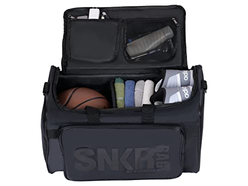 Sneaker Duffel Travel Bag for Men Shoe Bags for Travel Sneaker Bag Basketball Outdoor Sports Gym Bag Travel shoe bag With 3 Adjustable Compartment Dividers Travel Shoe Bags - color: black