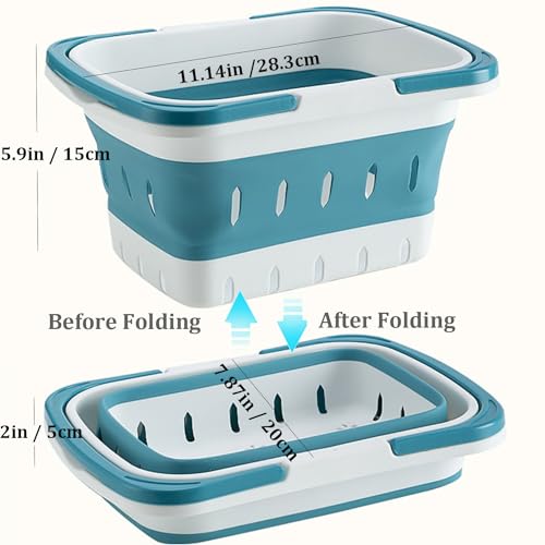 Haundry Portable Shower Caddy Basket, Foldable Caddy Basket with Handles, Collapsible Storage Organizer for Bathroom, Kitchen, College Dorm,Gym (Blue) - color: Blue