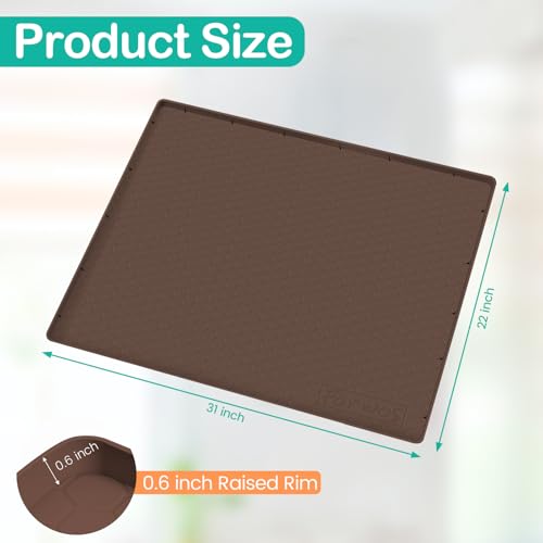 Silicone Under Sink Mat, 31"x22", Waterproof Cabinet Liner, Brown - color: Brown, size: 22"W x 31"L