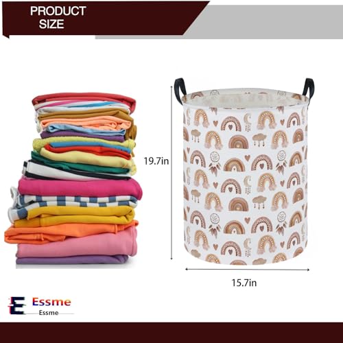 Essme Kids Laundry Basket,Rainbow Hamper Collapsible Canvas Waterproof Storage Bin for Girls, Cute Hamper,Gift Baskets.(Dream rainbow) - color: Dream rainbow