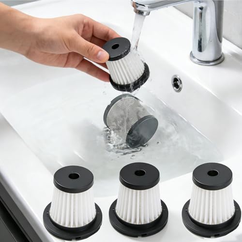 4Pack Hepa Filters(2.24in*2.24in*1.87in) +1Pack Steel Filter Replacement Compatible with EYYA LT-135, Svoko LT-145 Handheld Vacuum, Washable Filters Works with JONYJ, AX2V, AHNR Handheld Vac