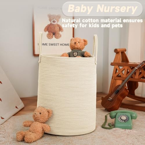 JMvicyroam 100L Cotton Rope Laundry Basket Hamper, Beige - color: Beige, size: 100L