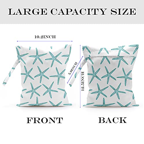 Wet Dry Bag for Swimsuit, Travel, Beach, Pool, Diapers, Dirty Yoga Gym Clothes, Makeup, Waterproof Reusable Beach Bag with Ocean Decor Starfish Sea Horse Anchor - color: starfish-11